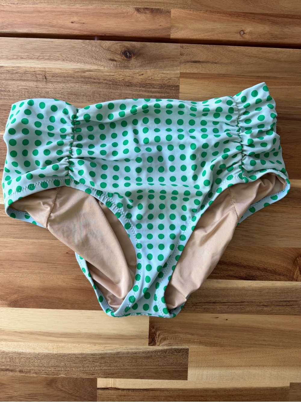 J. Crew Green Polka Dot Bikini Bottoms with Nude Lining